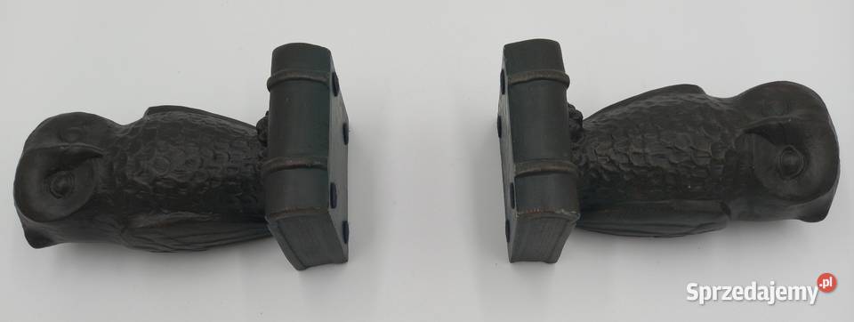 Dwie sowy ciężkie podpory pod książki Brąz Wrocław