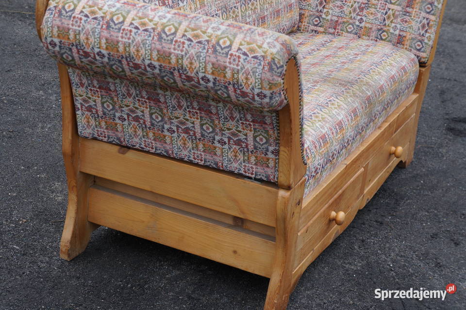 Sofa Sosnowa Prowansalska Retro Vintage tkanina