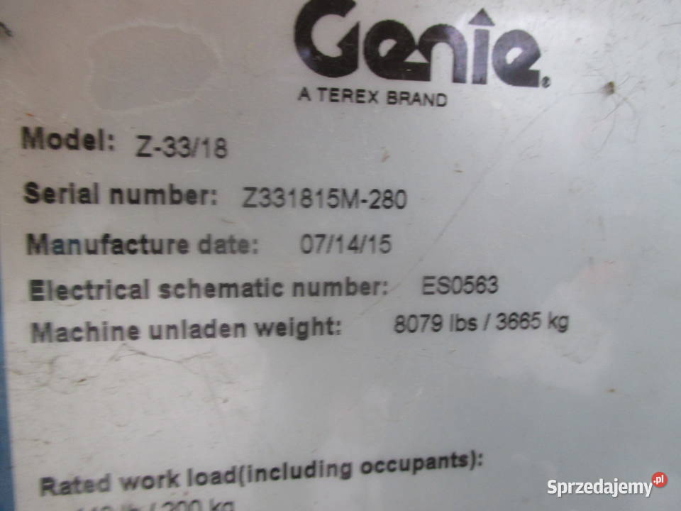 Podnośnik koszowy12 m Genie Z3318 DC nie Pleszew