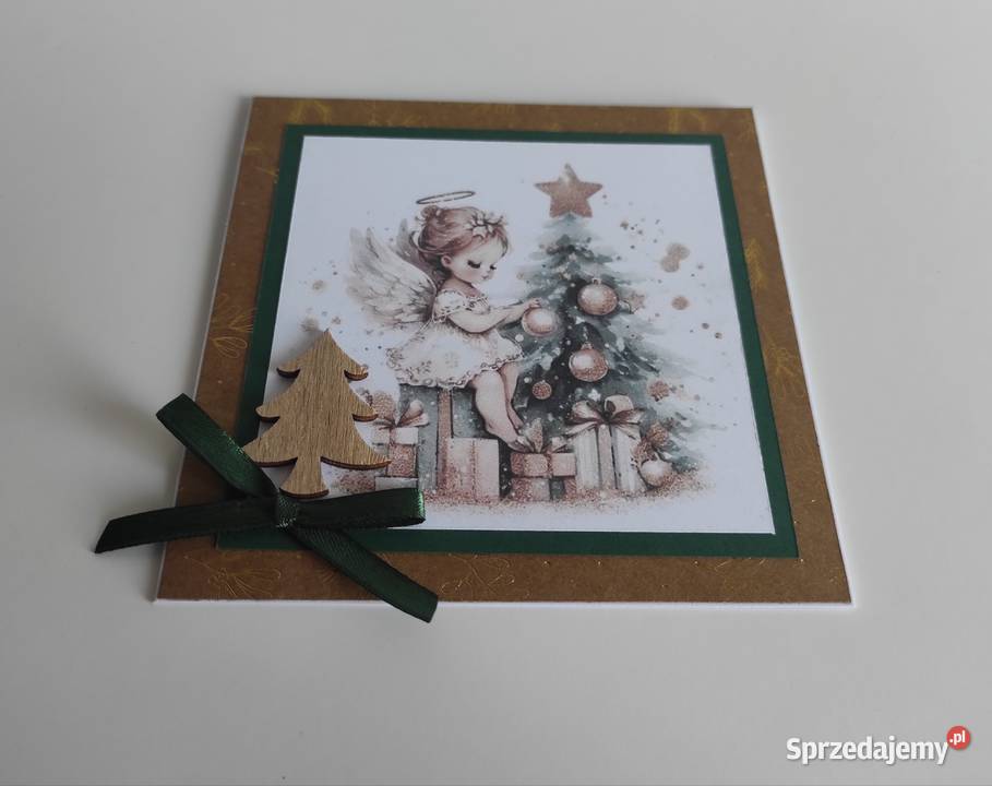 Kartka ręcznie robiona handmade świąteczna Boże Łódź