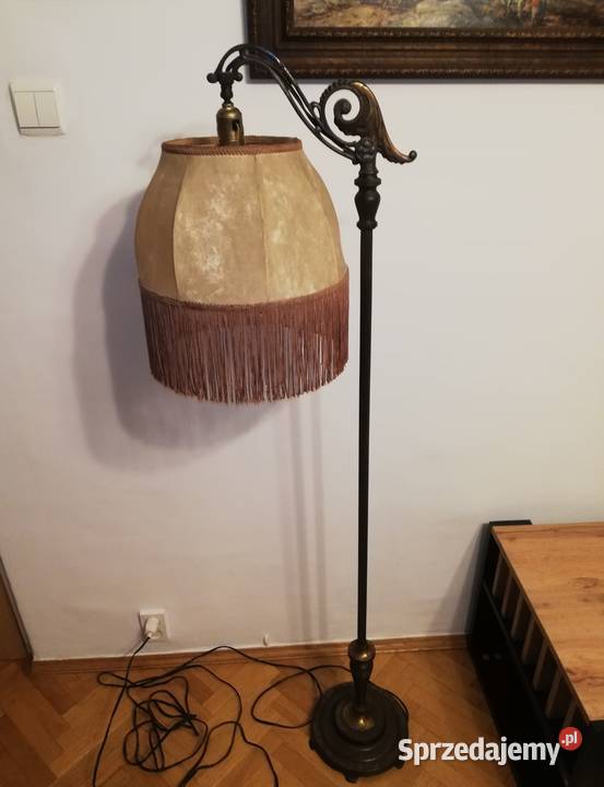 Lampa stojąca z abażurem przedwojenny Antyk Warszawa