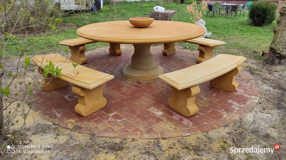 Piękny komplet ogrodowy z piaskowca kamień Kamienna Góra