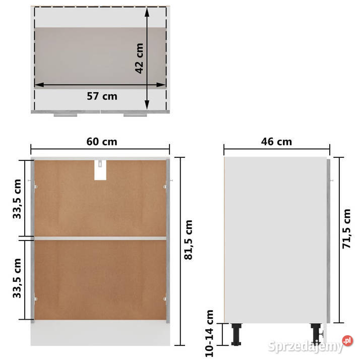 Szafka kuchenna szarość betonu 60x46x815 Dom i Ogród
