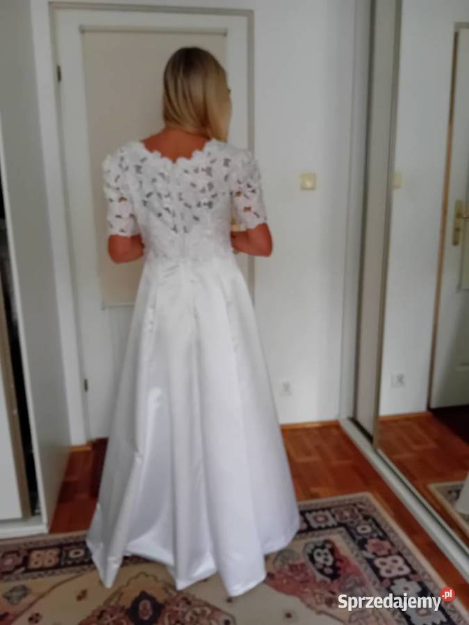 suknia ślubna biała góra haft richelieu Linia "A" mazowieckie Warszawa