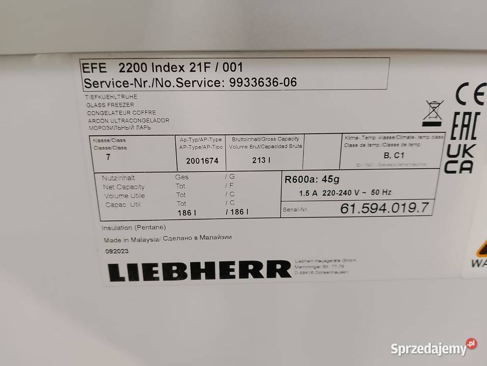 Zamrażarka skrzyniowa do lodów Liebherr EFE 2200 Biznes i Przemysł
