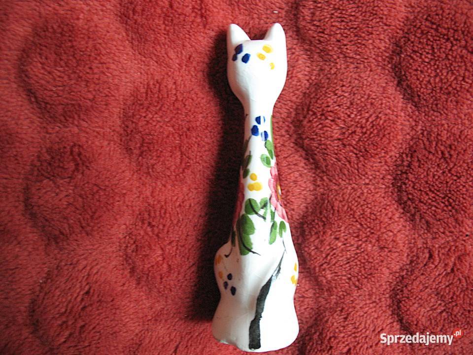 Kot ręcznie malowany kotek stara figurka Siedlce