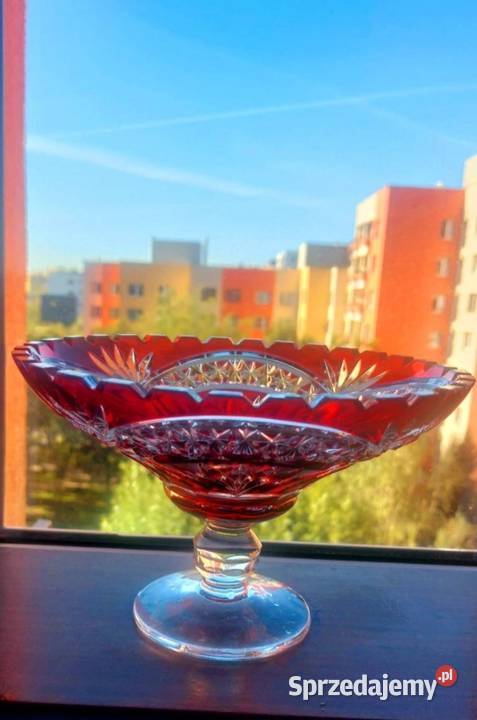 Piękna patera kryształowa PRL Wrocław