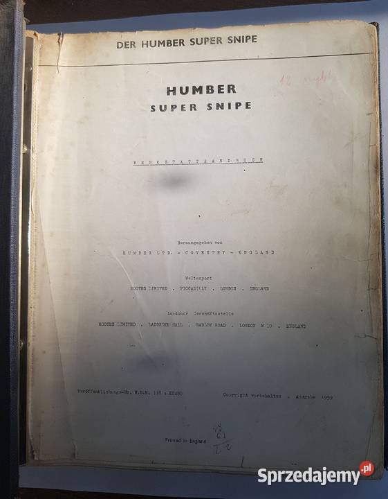 Humber Super Snipe III manual instrukcja obsługi podlaskie Białystok
