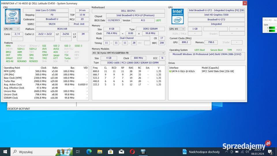 Piękny Dell Latitude E5450 i5 5300U 8GbDDR Ćmielów