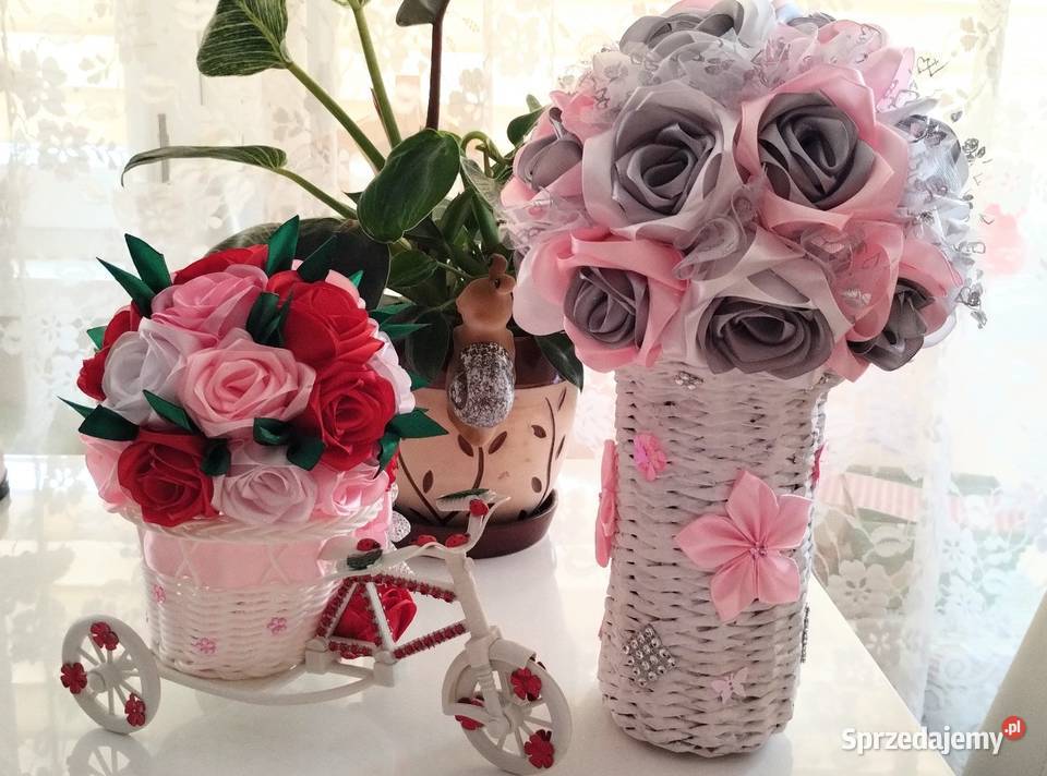 Rowerek z różami na prezent ozdoba handmade Grodków