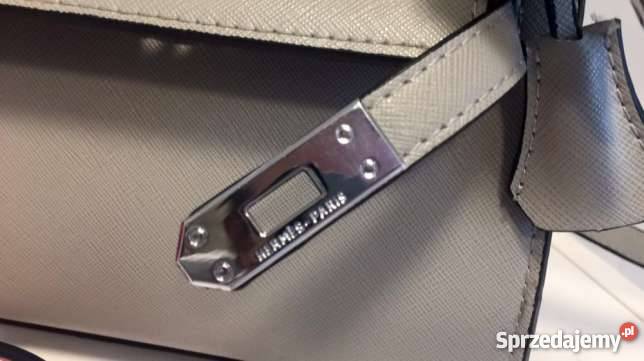 hermes mini torebka szara skora skorzana eko