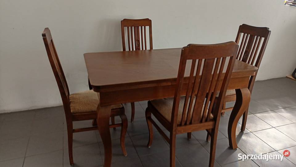 Stół z 4 krzesłami dębowe antyk stuletnie Meble Radzionków