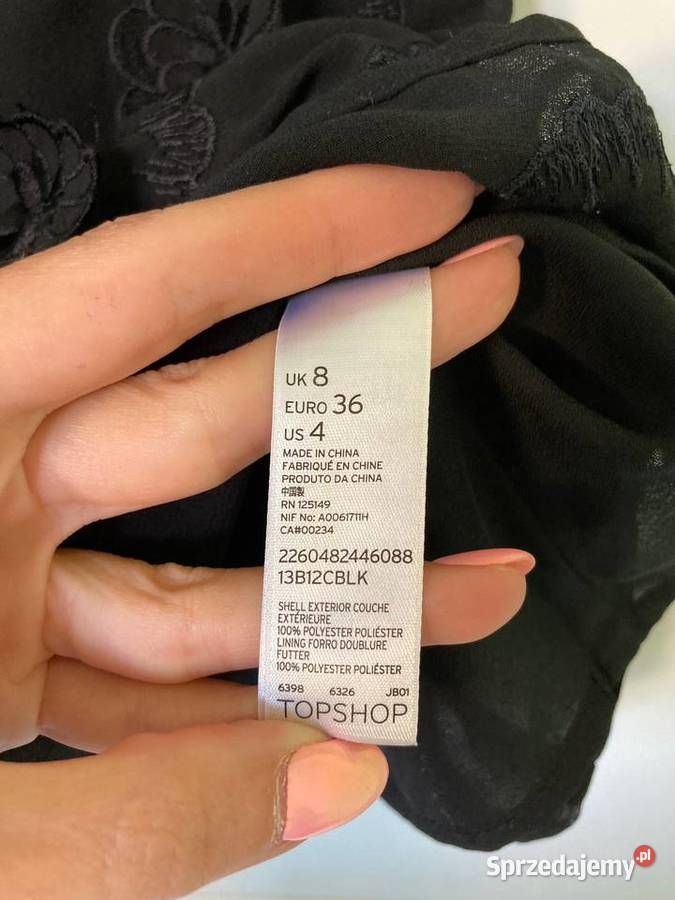 Nowa czarna szyfonowa bluzka Top Shop kwiatuszki Rozmiar 36(S)