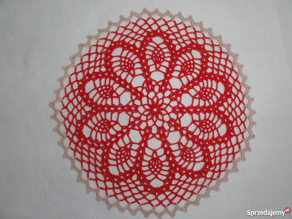 Kolorowe serwetki na szydełku czerwona zielona lubelskie Lublin