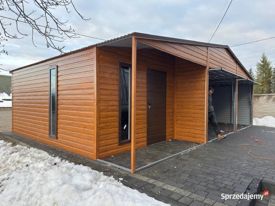 Garaż blaszany 9x6 drewnopodobny okna fix Białystok