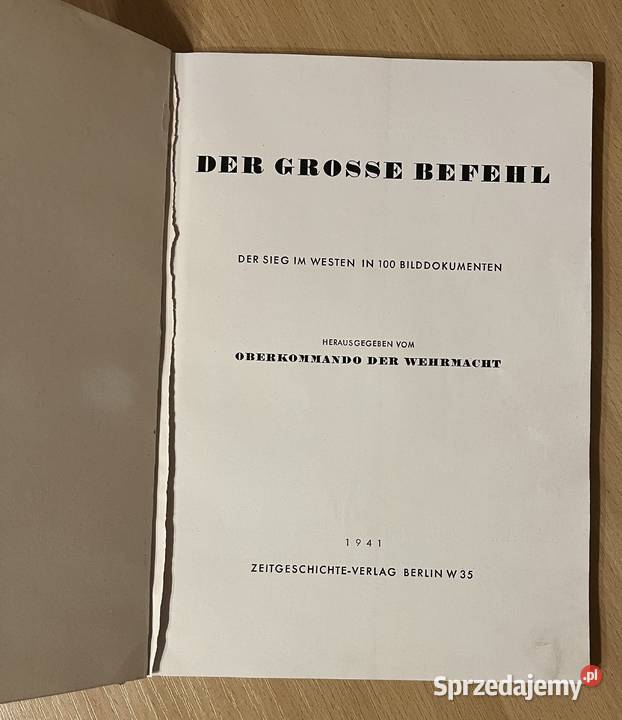 Książka niemiecka 1941 Der Grosse Befhl Antykwariat mazowieckie Warszawa