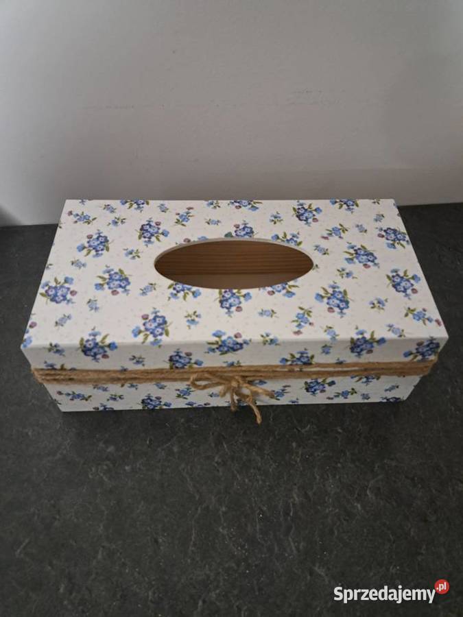 Chustecznik decoupage niebieskie kwiatuszki Kędzierzyn-Koźle sprzedam