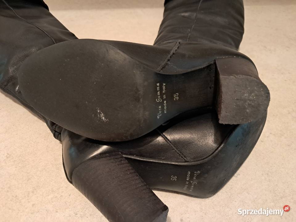 Buty damskie włoskie skórzane kozaki czarne Vera czarny Kozaki Kraków