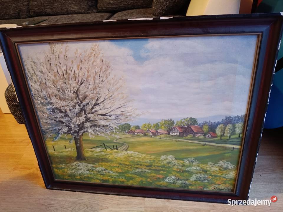 Obraz olejny z pieczątka Zabrze