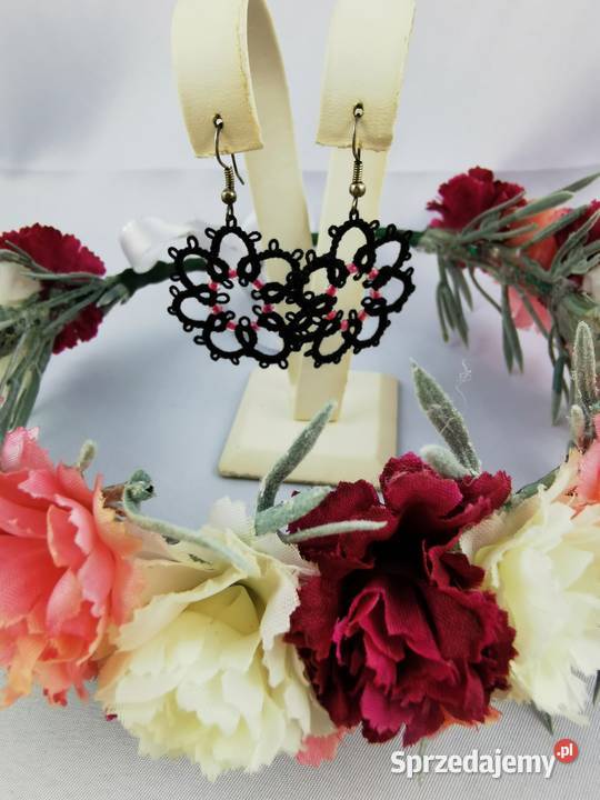 Kolczyki frywolitkowe Kolczyki małopolskie Wiśniowa