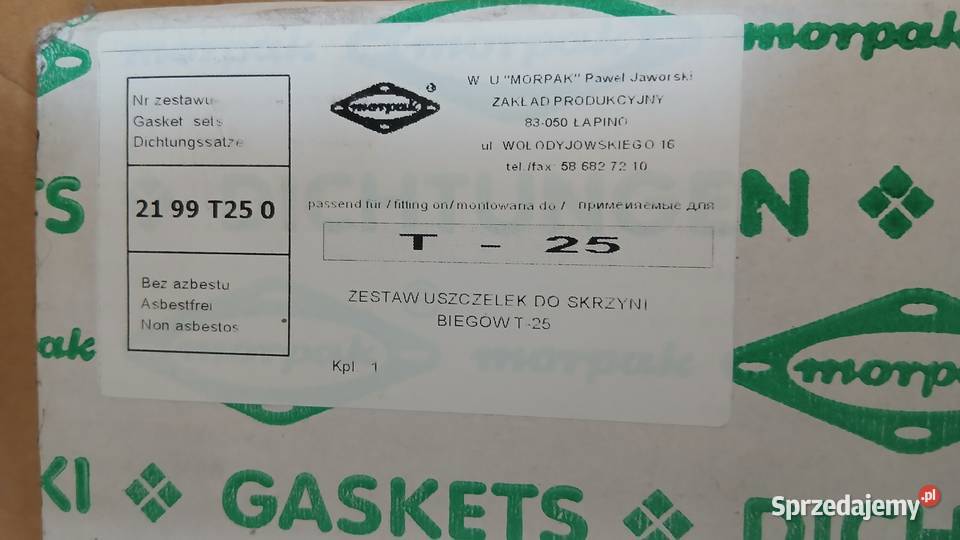 Zestaw uszczelek skrzyni do T25 Radomsko