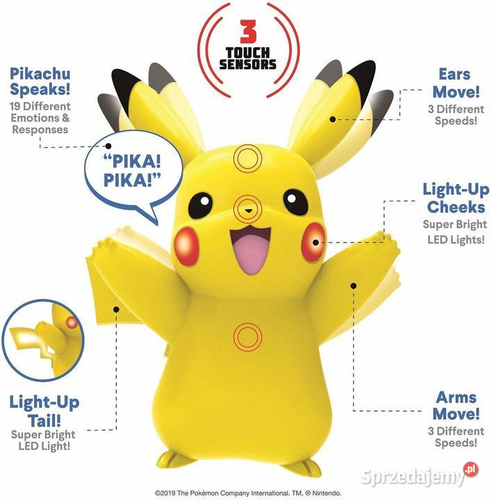 Interaktywna Figurka Pokemon Pikachu 100 Reakcji Plastik  małopolskie Mogilany