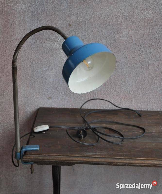 Stara lampka warsztatowa biurkowa PRL Pomiechówek