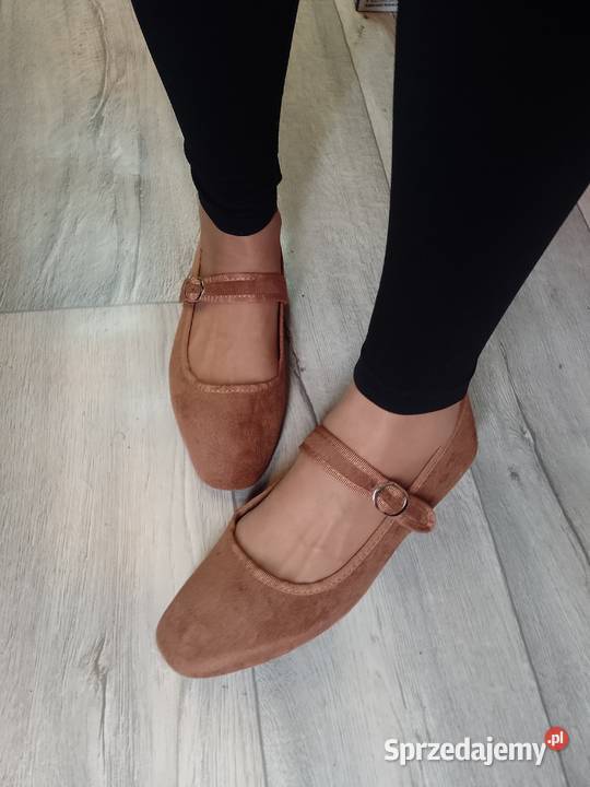 40 Brązowe baleriny wieczorowe z zapięciem NOWE 25.5cm Kraków