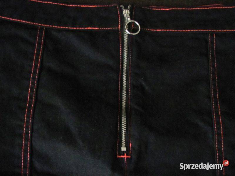 czarna mini r 48 różowa nić zamek z przodu DENIM Spódnice i sukienki Zamość