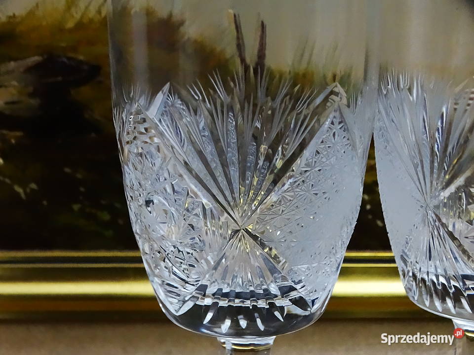 Kieliszki kryształowe zestaw 4 sztuki ręcznie lubelskie Biłgoraj