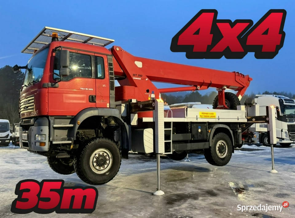 MAN TGA 18320 4x4 Zwyżka WUMAG WT 350 Podnośnik Samochody ciężarowe Widełki