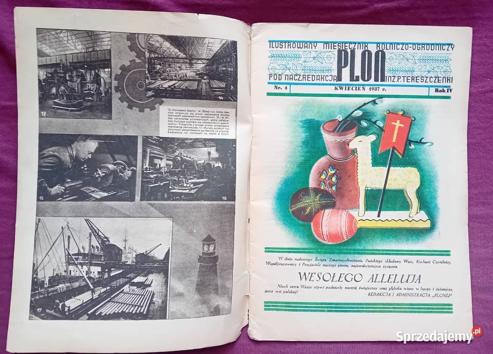 Miesięcznik Plon 4 kwiecień 1937 r IV wielkopolskie Koźminek sprzedam