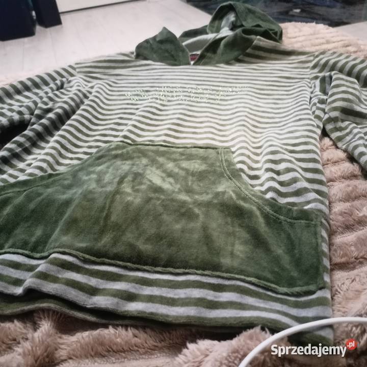 Welurowa bluza z kapturem w paski vintage Y2K Bralin