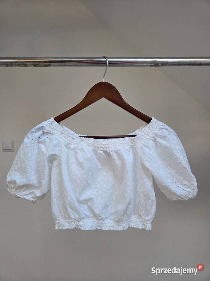 Biały crop top cold shoulder odkryte ramiona Liszki sprzedam