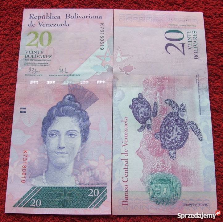 WENEZUELA 20 Bolivarów ŻÓŁW Kolekcjonerski Banknot 1 szt UNC