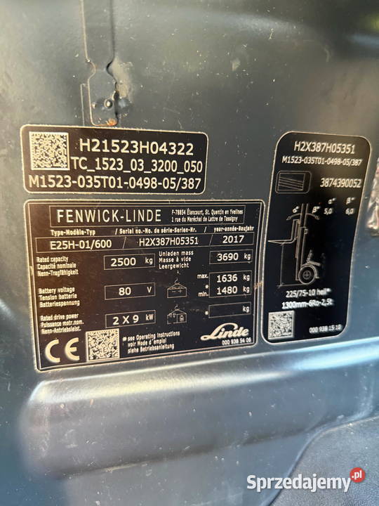 wózek widłowy elektryczny LINDE E25H Triplex łódzkie sprzedam