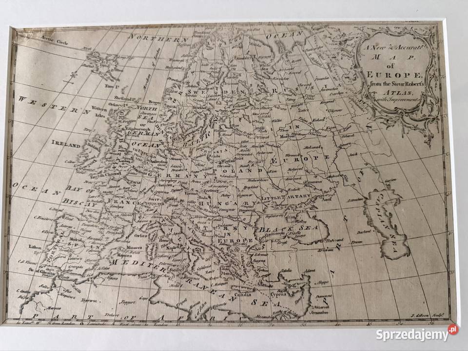 Antyczna Mapa Europy XIX Wiek Oryginalny Antyki śląskie Czerwionka-Leszczyny