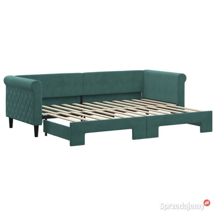 Sofa rozsuwana ciemnozielona aksamit 80x200 mazowieckie Warszawa