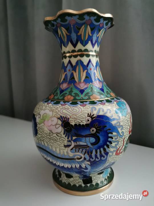Chiński wazon cloisonn ze smokiem koniec XIX Rzeszów