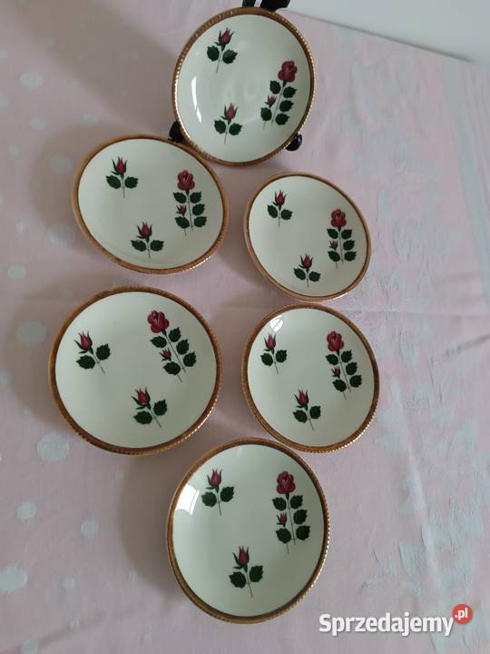 Małe talerzyki z różą porcelana Winterling Gorlice