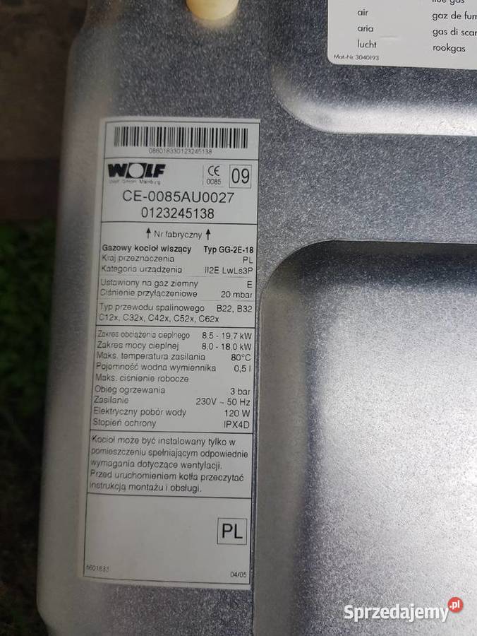 Wolf piec gazowy na części