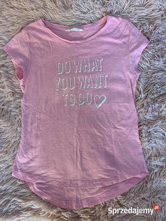 Koszulka Tshirt bluzka HM neonowy różowy HIT dziewczynka Jasło