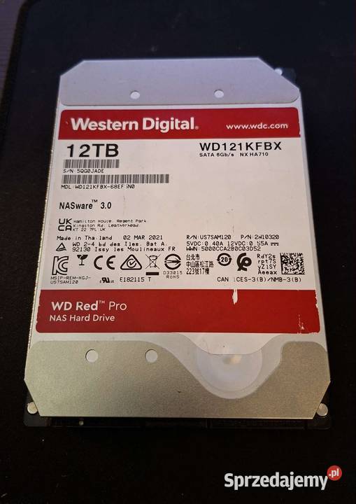 Dysk 12TB 35 SATA HDD 7200obr 256MB WD RED PRO Kraków sprzedam