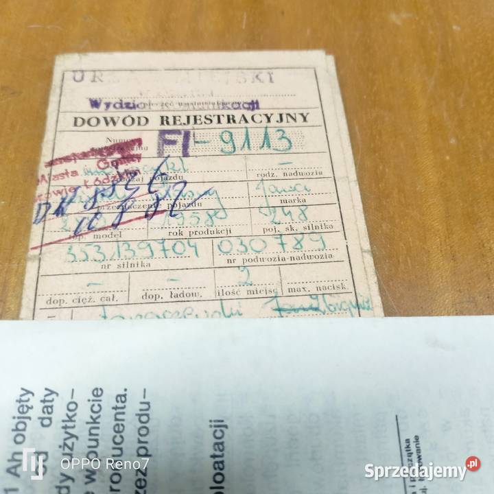 Dowód kolekcjonerski Jawa 250 1958r Łubno