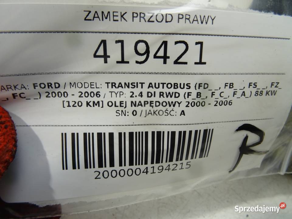 ZAMEK PRZÓD PRAWY FORD TRANSIT IV Van minibus