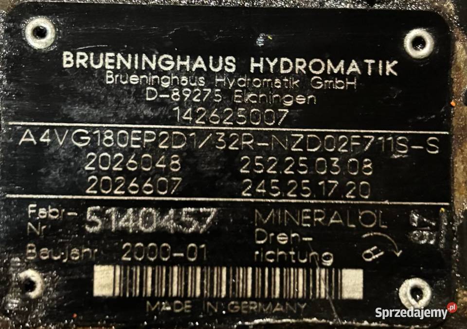 Brueninghaus A4VG180EP2D1 R902026048 R902026607 Układ kierowniczy Części maszyn i innych pojazdów Poznań