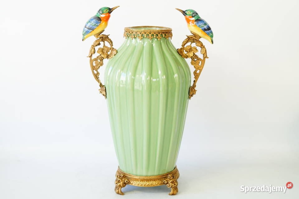 Porcelanowy wazon dwa ptaki kolibry waza amfora Antyki wielkopolskie