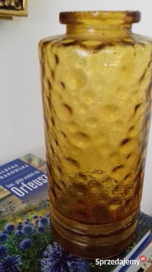 Wazon ze szkła miodowego Hirschberg Niemcy lata Warszawa