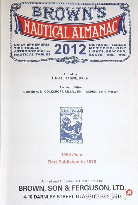 Browns Nautical Almanac 2012 T Nigel Brown FRIN Chełm