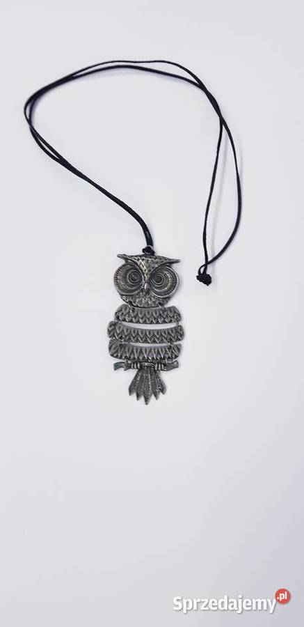 Stary duży wisiorskładana sowa na rzemyku Dąbrowa Górnicza